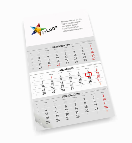 3-Monats-Kalender Einblockproduktion