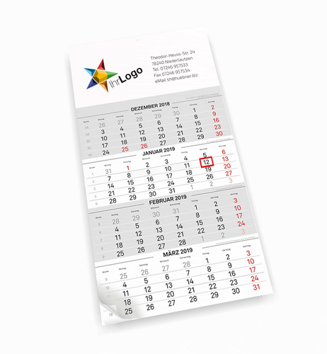 4-Monats-Kalender Einblockproduktion 